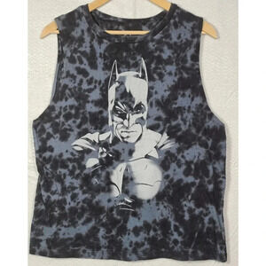 DC Comics The Dark Knight Women's Batman Sleeveless T-Shirt Medium Black Gray
